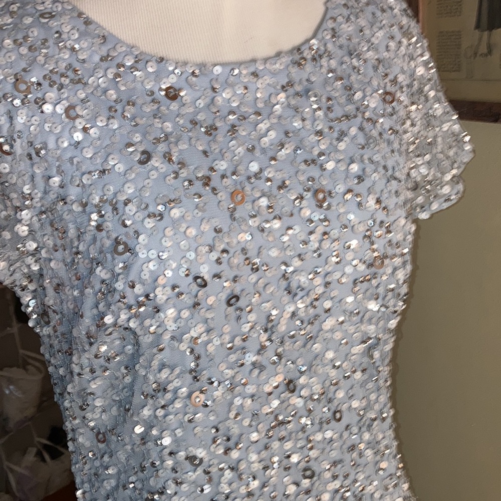 Adrianna Papell platinum beaded sequin dress sz 10 - Picture 2 of 8